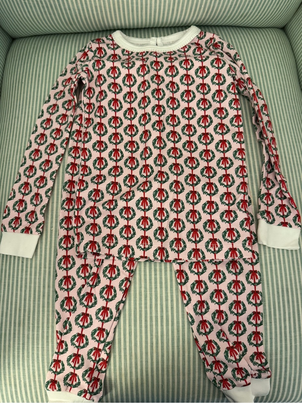 Lila and Hayes Pink Wreath-Print Long Sleeve Pajama Set - 2T